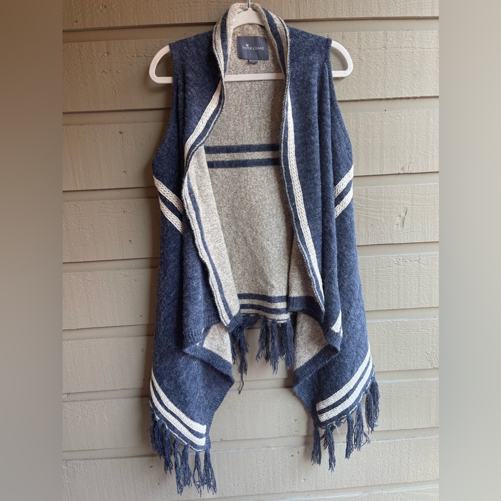 Paper Crane Sleeveless Open Front Sweater Vest Top.